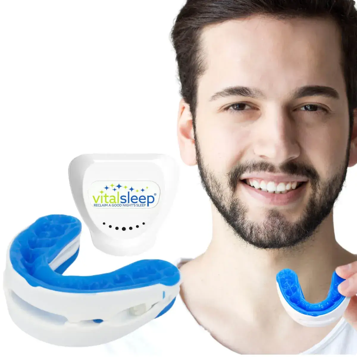man holding vitalsleep for snoring