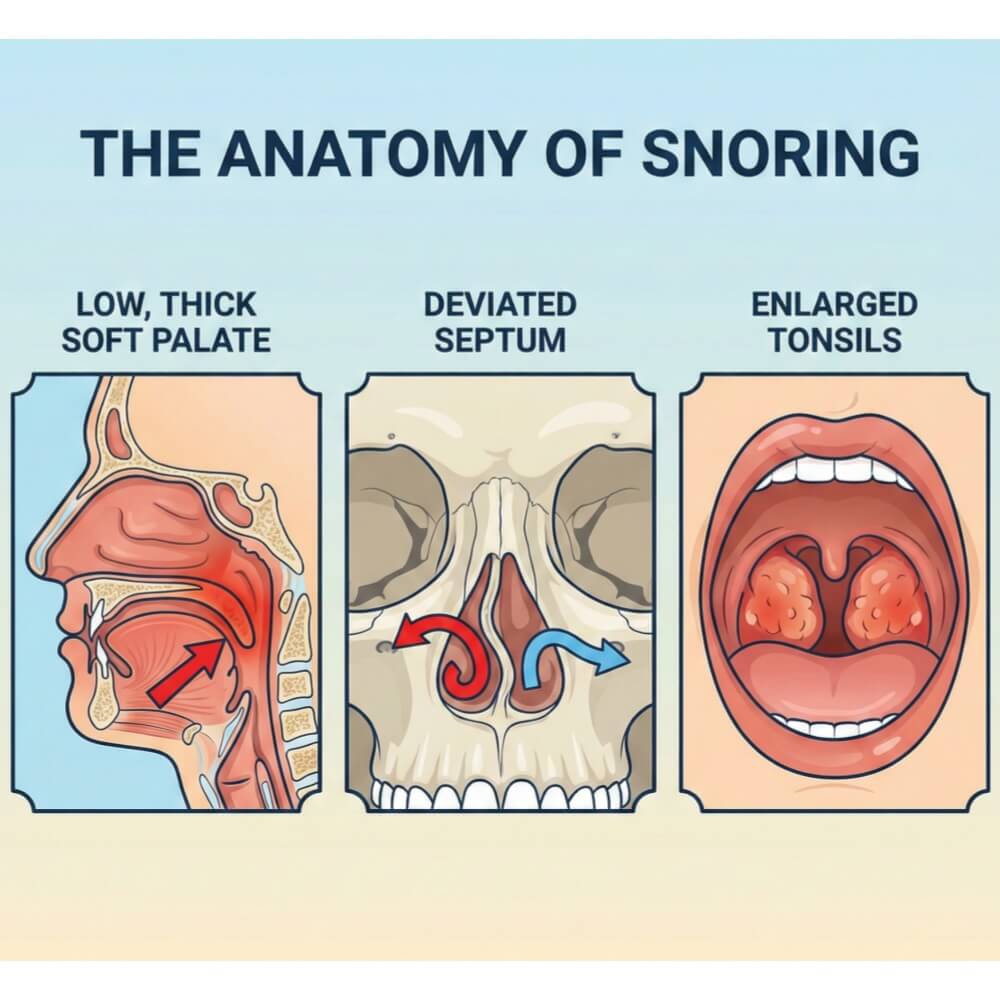 Anatomical factors for snoring explained