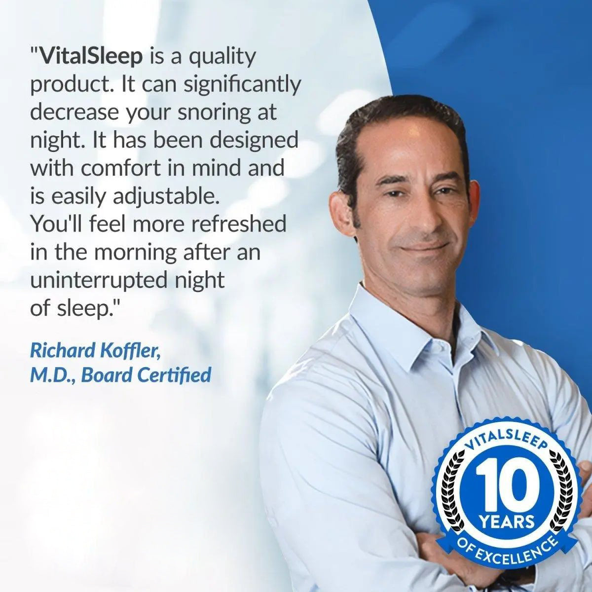 Advertisement for VitalSleep with a doctor recommending snoring product
