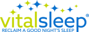 vital sleep logo with stars, promoting a good night's sleep and restful nights