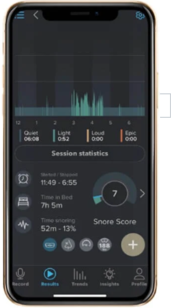 snorelab app with vitalsleep being used