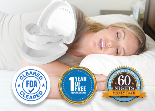 woman sleeping with snoring mouthpeice